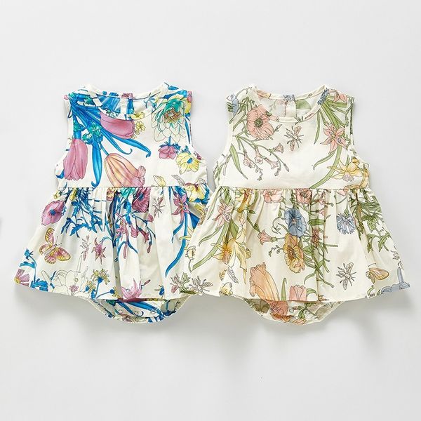 

baby girls bodysuits summer new baby girls clothes floral casual sleeveless bodysuit jumpsuit newborn infant clothing 210413, White