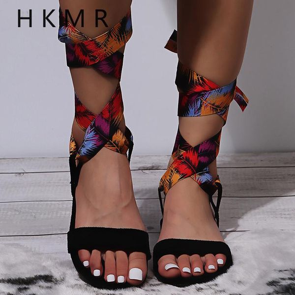 

sandals 2021 summer women open toe ankle strappy flat vintage bohemia cross tied solid gladiator leisure shoes, Black