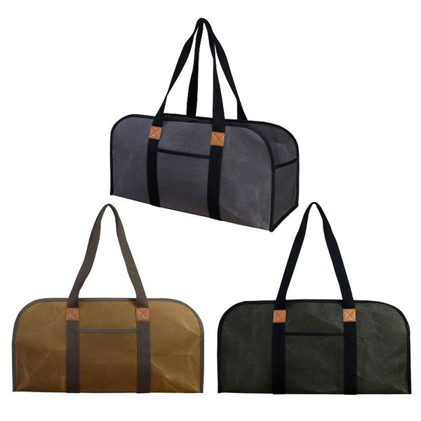 

storage bags outdoor firewood bag carrier waterproof wet wax canvas handbag portable men travel tool