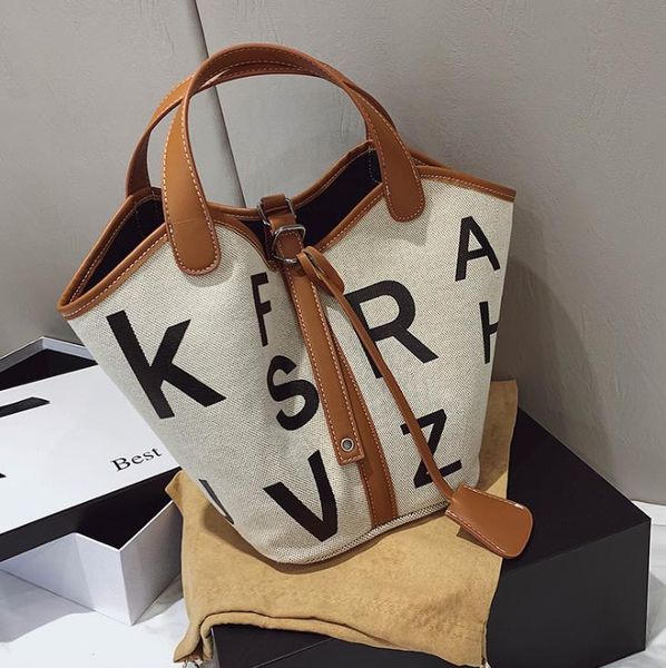 

female bags autumn/winter trendy fashion canvas simple handbag bucket bag
