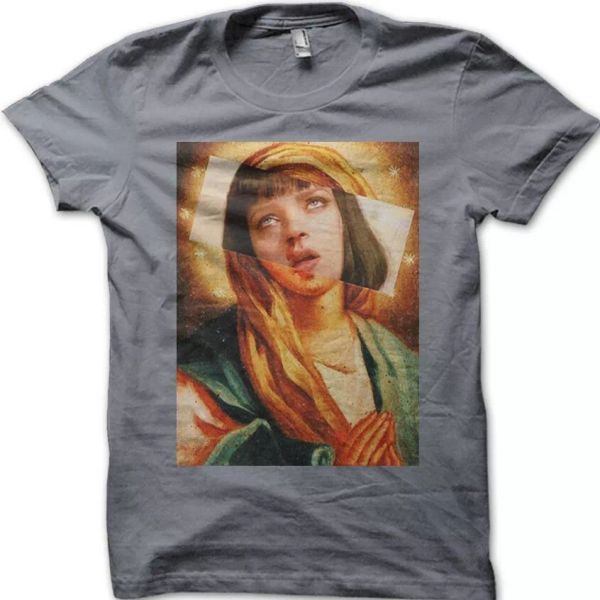 

Pulp Fiction MIA Wallace as Madonna printed t-shirt 9081, White;black