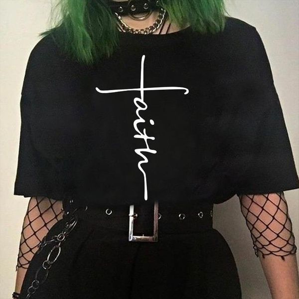 

zogankin abstract simple letter women print casual funny harajuku black short sleeve round neck tee, White