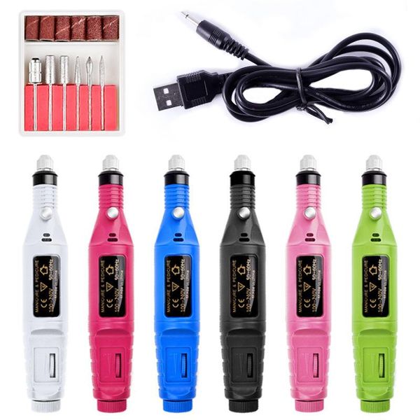 

nail drill & accessories portable mini usb charging electric machine pen apparatus gel polisher milling cutter