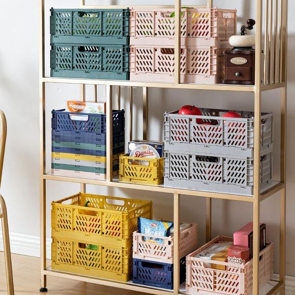 

storage baskets folding plastic cute deskbook stationery toys snack box fruit basket cosmetic sundries organizer