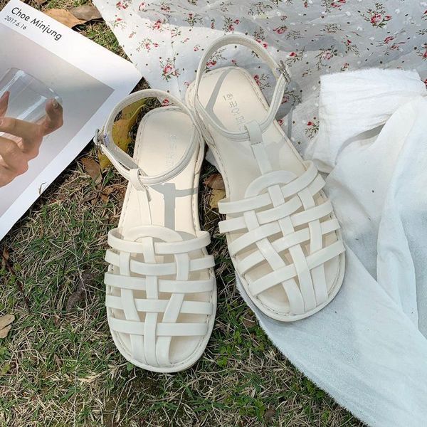 

sandals apanzu womens summer 2021 fashion breathable closed toe retro shoes all-match comfortable female heels luxury1, Black