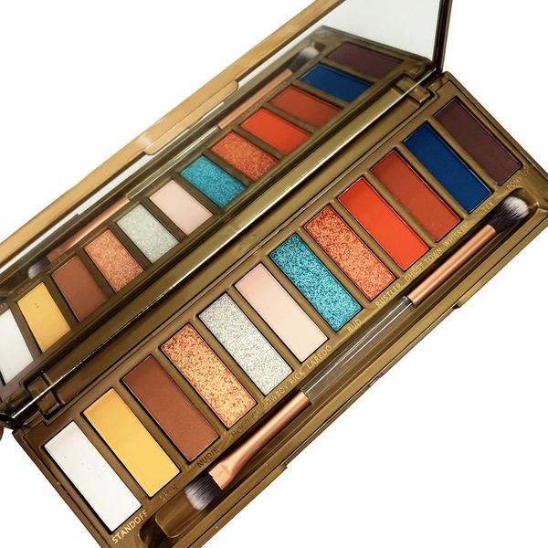 

12 colors eyeshadow palette eye shadow neutral shimmer matte nude shades hills palettes with mirror & double-ended makeup brush