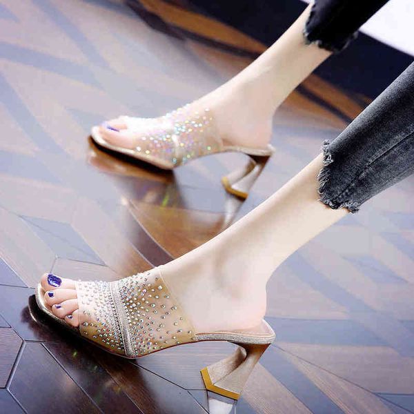 

shoes women heel slippers women's 2022 summer new sandal chaussure femme zapatos mujer, Black