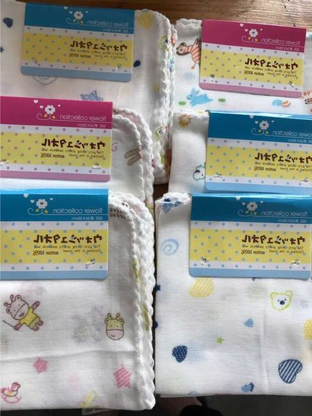 

cotton double layer gauze saliva towel baby handkerchief feeding card square, White