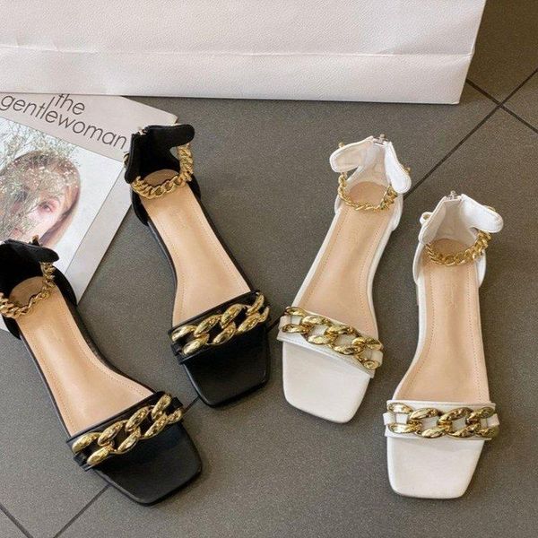 

sandals women's shoes for women 2021 summer flat with party pu gladiator casual concise fashion metal decoratio ankle-wrap zip, Black