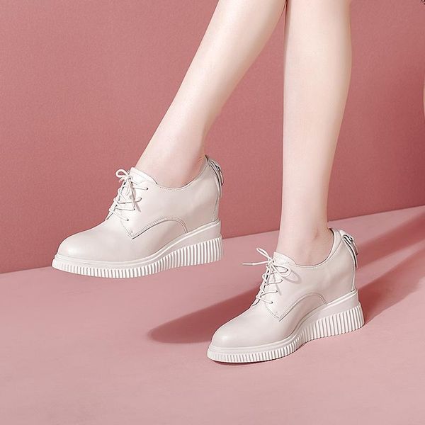 

black white brand style high heels women shoes fashion increased genuine leather cowhide for ladies pumps dress