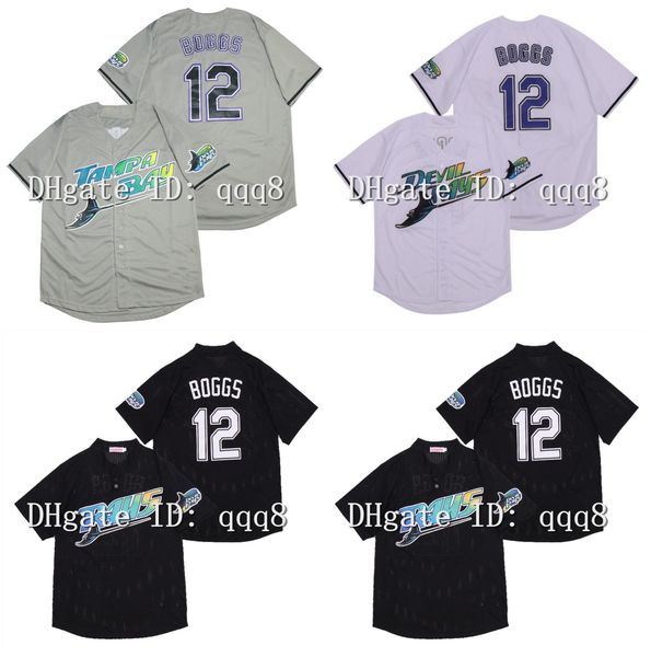 

vintage devil rays baseball jersey 12 wade boggs 33 jose canseco 3 evan longoria 5 wander franco 29 fred mcgriff tony saunders 39 hernandez, Blue;black