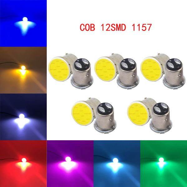 

50pcs/lot cob 12smd 1157 bay15d car led light signal bulbs super bright auto turn tail reverse parking brake lamp 12v