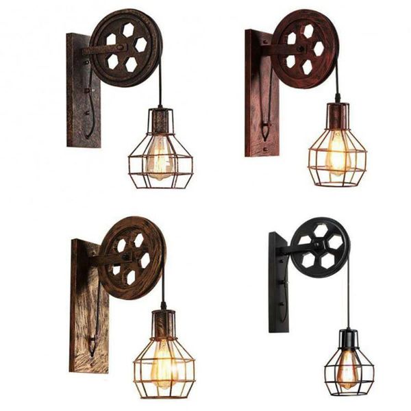 

outdoor wall lamps retro vintage light shade ceiling lifting pulley industrial lamp fixture iron loft cafe bar adjustable sconce