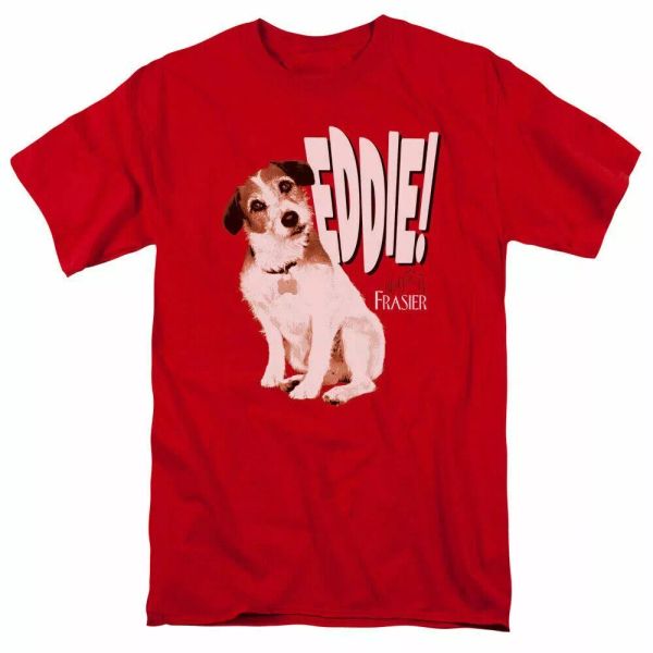 

frasier eddie logo t shirt mens licensed classic tv show red, White;black