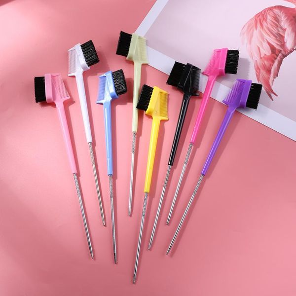 

hair brushes beauty double sided edge control comb styling brush random color, Silver