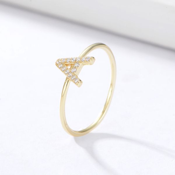 

s925 silver 26 letters zircon ring for women, Black
