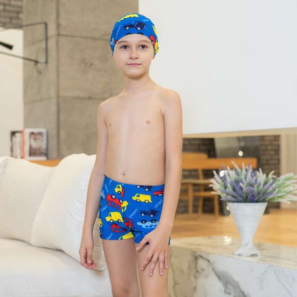 

children's swimsuit boy's cute cartoon baby , and two piece swimming cap, Blue
