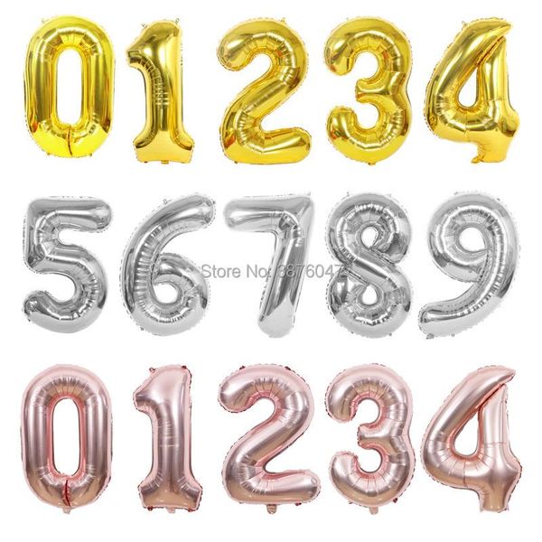 

1pcs 40 inch number 0 1 2 3 4 5 6 7 8 9 balloons rose gold silver happy birthday party decorations anniversary digital decoration