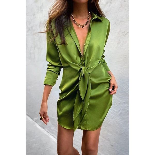 

casual dresses belt mini bodycon dress woman solid long sleeve party for women 2021 club shirt autumn night drop, Black;gray