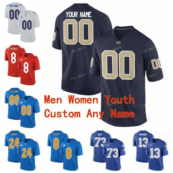 Custom Pittsburgh Panthers Pitt College Football Jersey 3 Damar Hamlin 30 Qadree Ollison 33 Tony Dorsett Uomini Donne Giovani Bambini cuciti