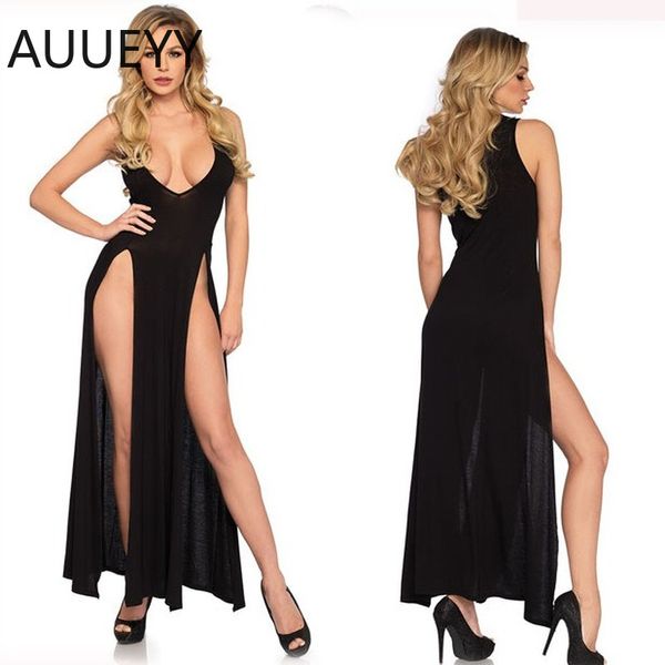 Massage, exotische Kleider, sexy schwarze Neckholder, tiefes V, lange Kleider, Übergröße, Porno, sexuelles Dessous-Outfit, versautes Kleid für Frauen, Nachtclub