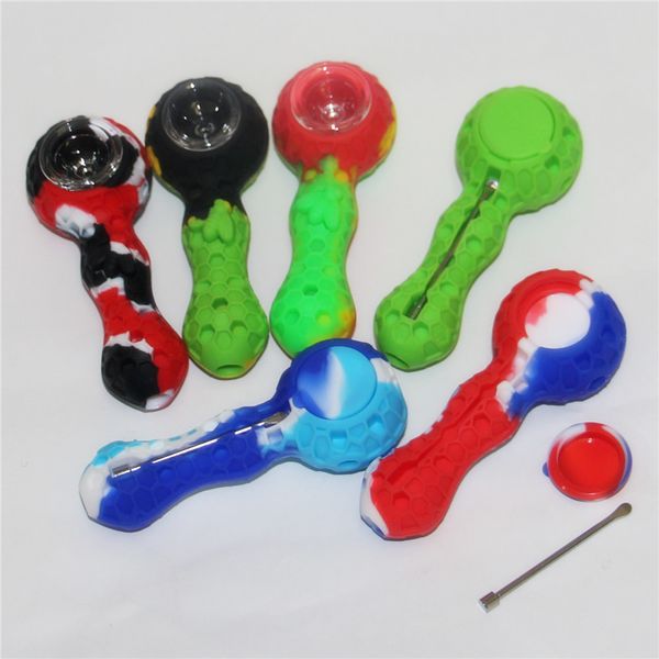 Tubi per fumo Filtro per pipa per fumo di tabacco Mano Mini olio portatile Herb Bee Sigaro in silicone Accessori per sigarette Raccoglitori di recupero in vetro