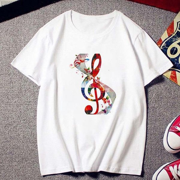 

white men fashion creative musical mens t shirts note printed female harajuku ulzzang clothes vintage clothing, White;black