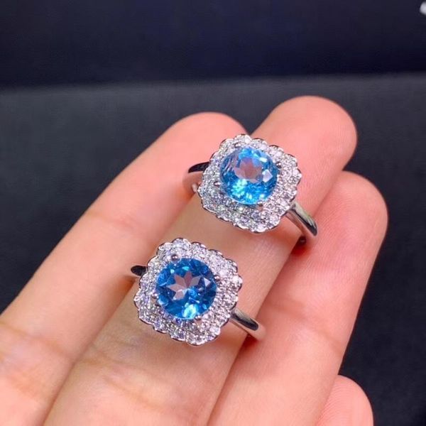 

cluster rings women's ring natural blue z 925 silver luxurious and atmospheric design exquisite elegant style, Golden;silver