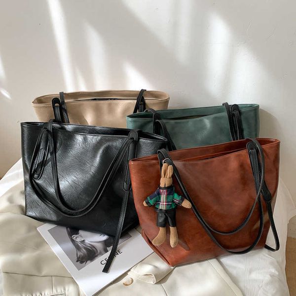 

women's 2021 korean texture large capacity fashion simple shoulder soft face bag