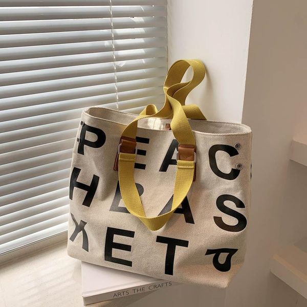 

evening bags large-capacity canvas letters tote bag women handbags 2021 winter style fashion shopping all-match simple shoulder