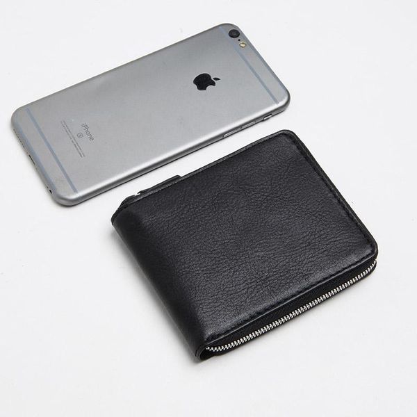 

wallets lanspace genuine leather men's zipper wallet fashion short purse coin purses holders, Red;black