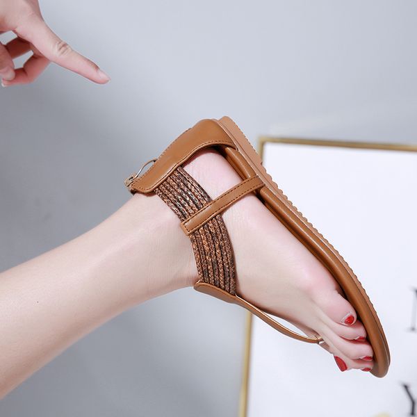 

sandals roman toe female summer national wind vintage snake pattern comfortable large size flat women's shoe 0cv7, Black