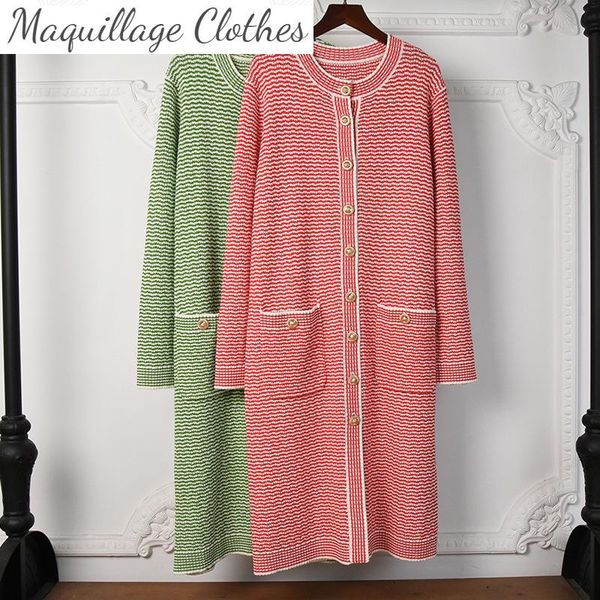

women's knits & tees 2021 spring sweet knitted coat o-neck stripe cardigans c822, White