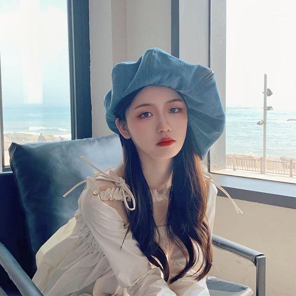 

fashion hats big cloud octagonal berets hat for women novelty and cute foldable cotton caps jellyfish cap, Blue;gray