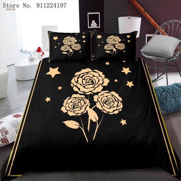 

bedding sets golden rose set colorful flowers printed duvet cover 240x220 single double  king high-quality quilt