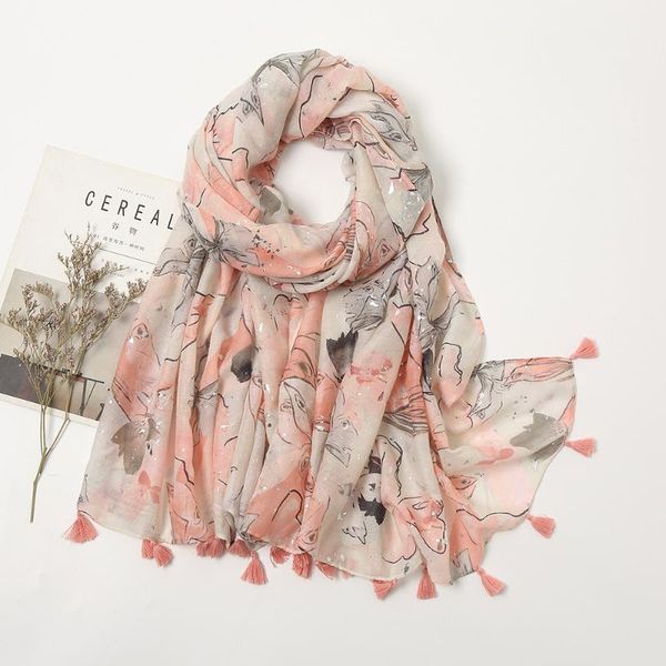 

scarves 2021 fashion shiny glitter floral tassel viscose scarf lady autumn shawls and wraps pashmina hijab bufanda muslim sjaal 180*90cm, Blue;gray