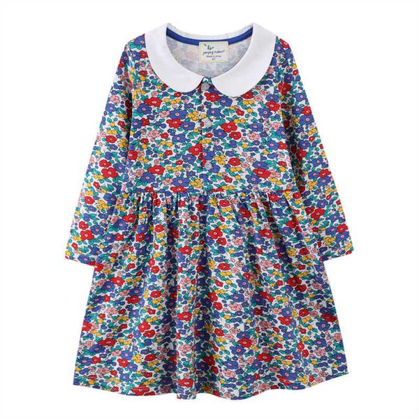 Nuovo arrivo autunno primavera principessa ragazze abiti colletto floreale ragazze stampa moda bambini costume abiti vestito G1026