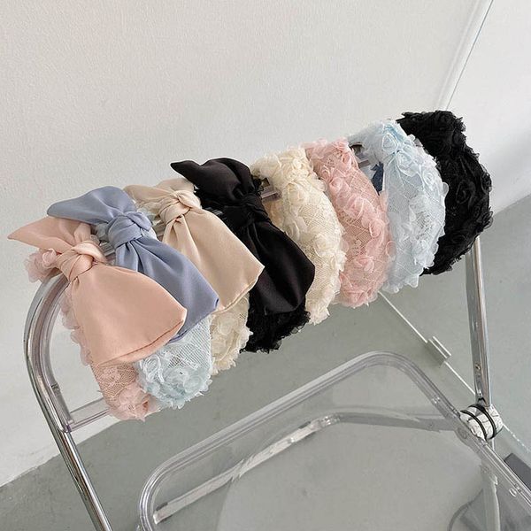 

girls hair accessories sticks bowknot teenage kids headbands princess childrens lace bows fashion head bands b7406, Slivery;white