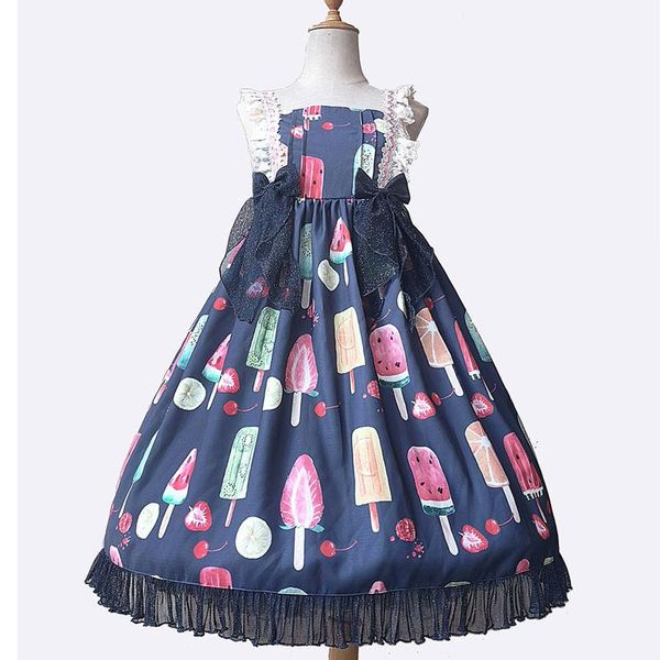 

casual dresses fruit sorbet ~ sweet printed lolita jsk dress by infanta, Black;gray