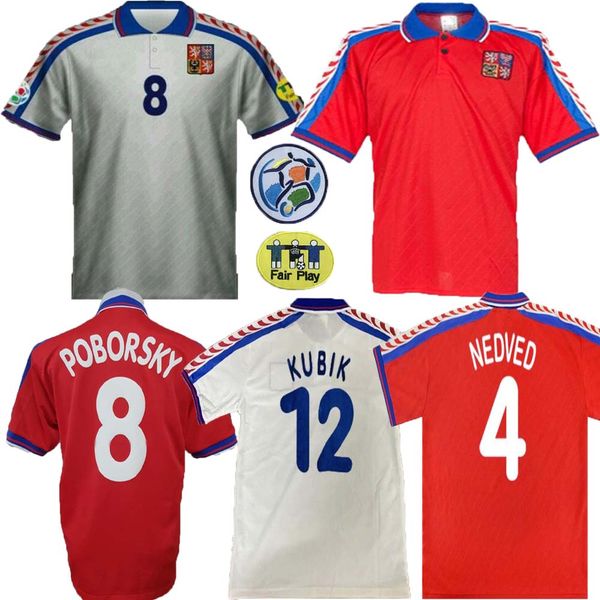 

1996 euro república czech retro fútbol jersey 96 97 nedved poborsky berger vintage classic football shirt, Black;yellow