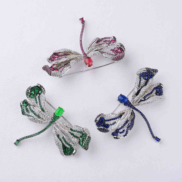 

red/blue/green cubic zirconia micro pave butterfly brooch pin, Gray