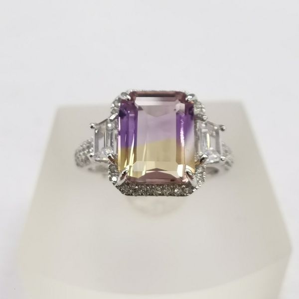 

s925 silver plated real platinum inlaid purple z ring for women, Black