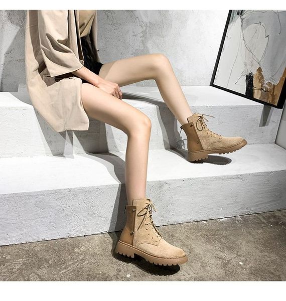 

boots female plus velvet spring, autumn and winter british style net red wild tide casual short, Black