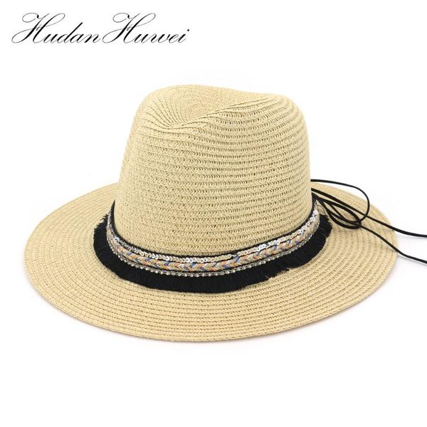 

summer women hat with sequin and tassel sun hats for straw girls panama women's cmdjs054 wide brim, Blue;gray