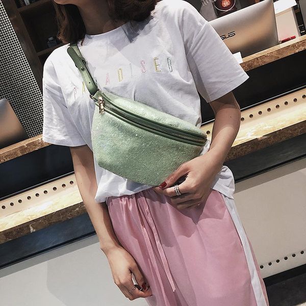 

chest bag waist female pu fanny pack fur bags