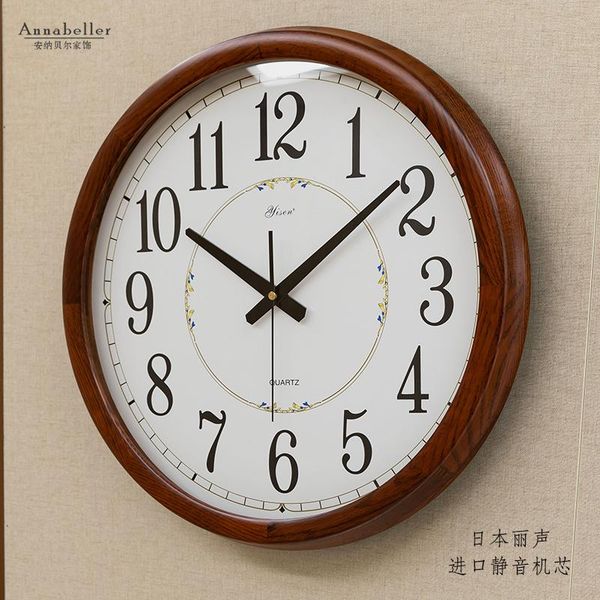 

wall clocks large clock modern design solid wood living room bedroom home decor quartz watch digital brief