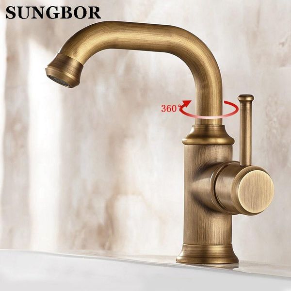 

bathroom sink faucets faucet brass antique cold single handle switch water mixer taps deck mounted basin al-7122