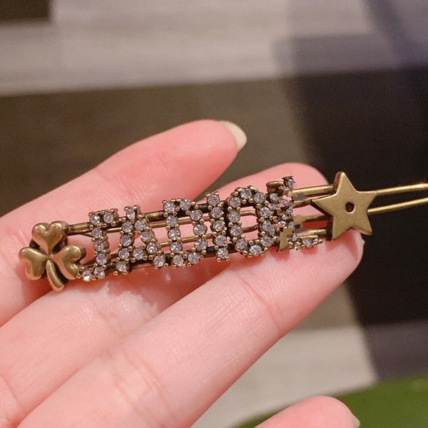 

aaa designer jewelry shidifei pentagram letter full hairpin female high version, Golden;silver