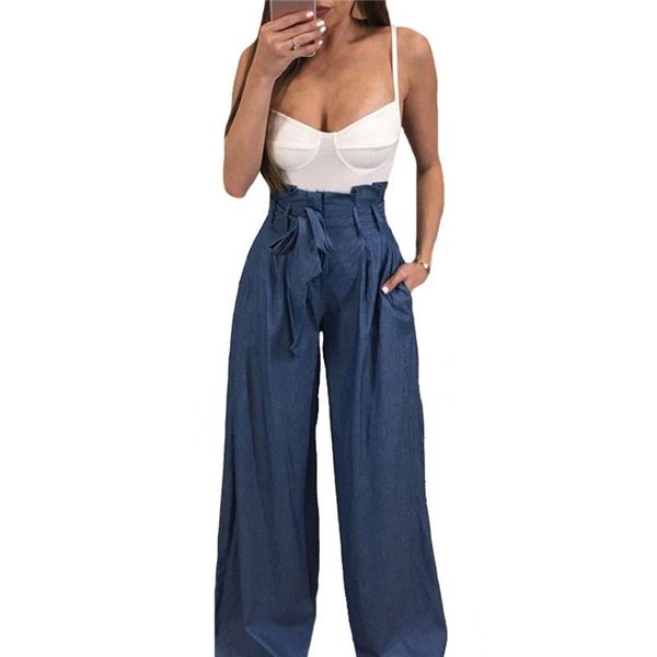 

women trousers wide leg pants knitted long pockets belt female office clothes pleated high elastic waist women's & capris, Black;white