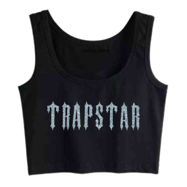 

lasting charm sport trapstar design fashion inscriptions crop, White;black